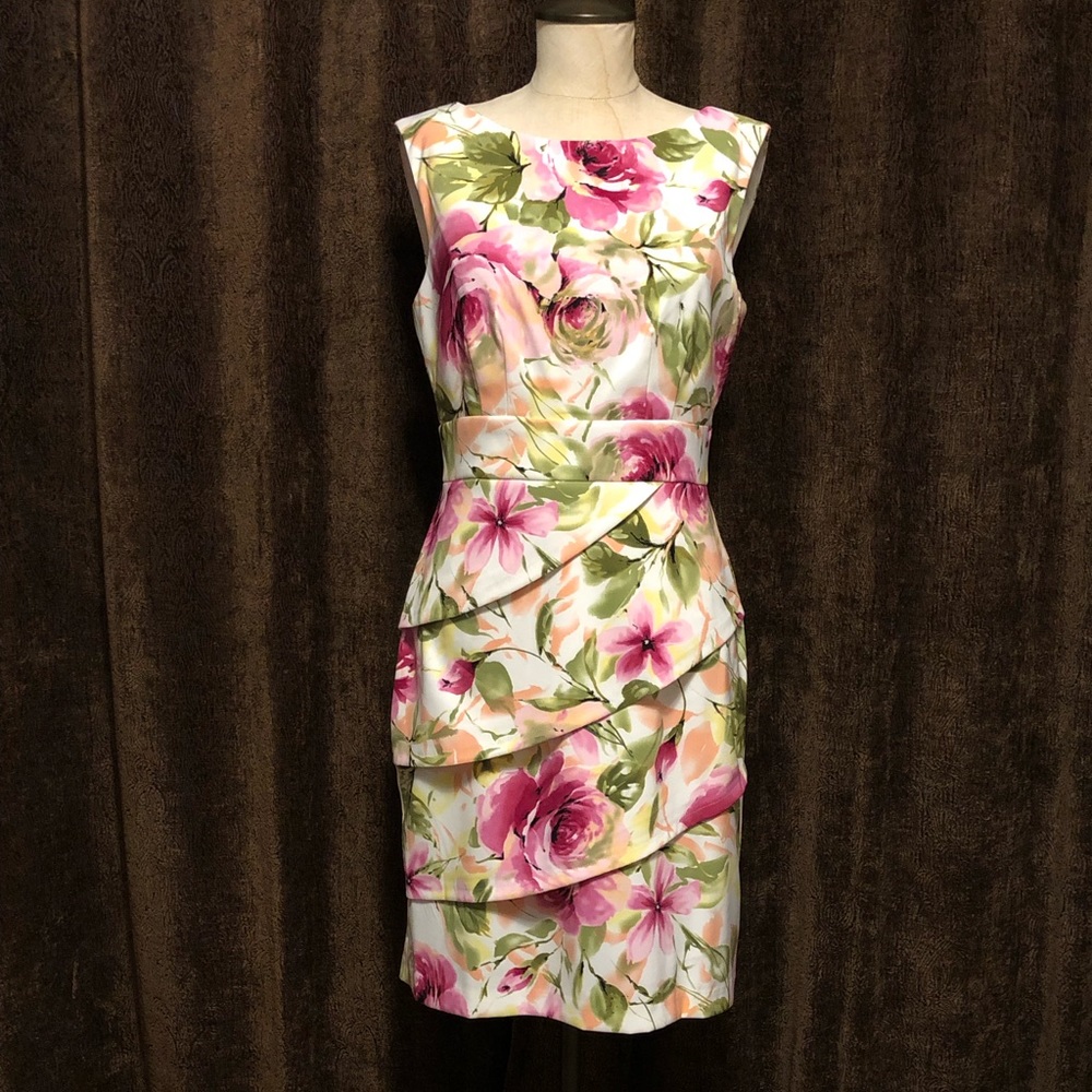 Connected Apparel Floral Sleeveless Sheath Dress 6